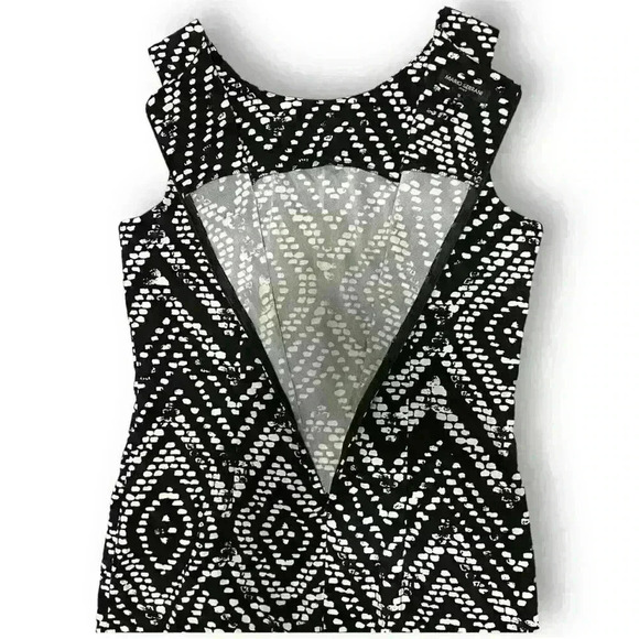 Mario Serrani Italy - Size 8 Women’s Midi Geometric Black White Dress - Picture 4 of 6